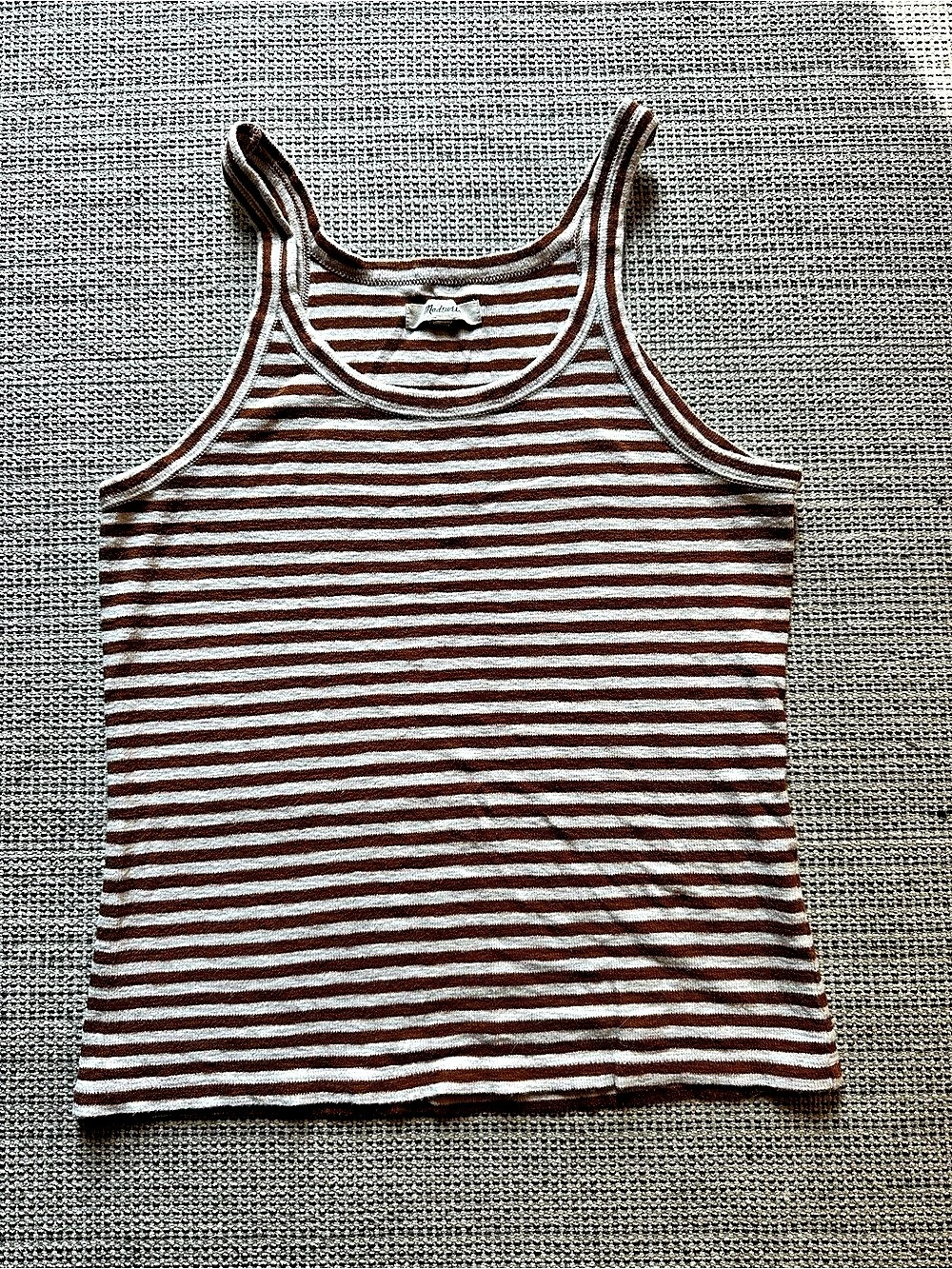 Madewell Striped Tank Top in Brown & White Size Small Like New
